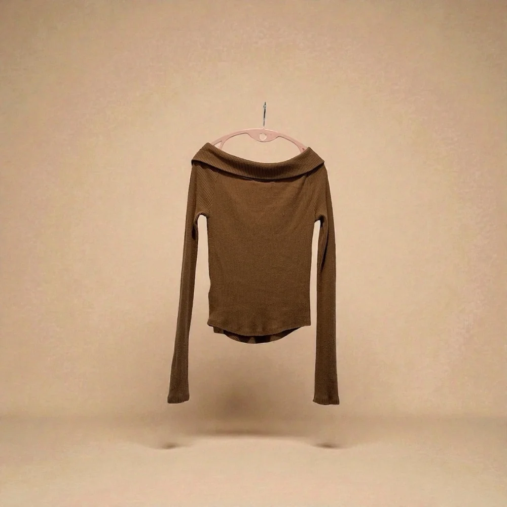 We The Free Off-the-Shoulder Brown Sweater - Picture 3 of 3